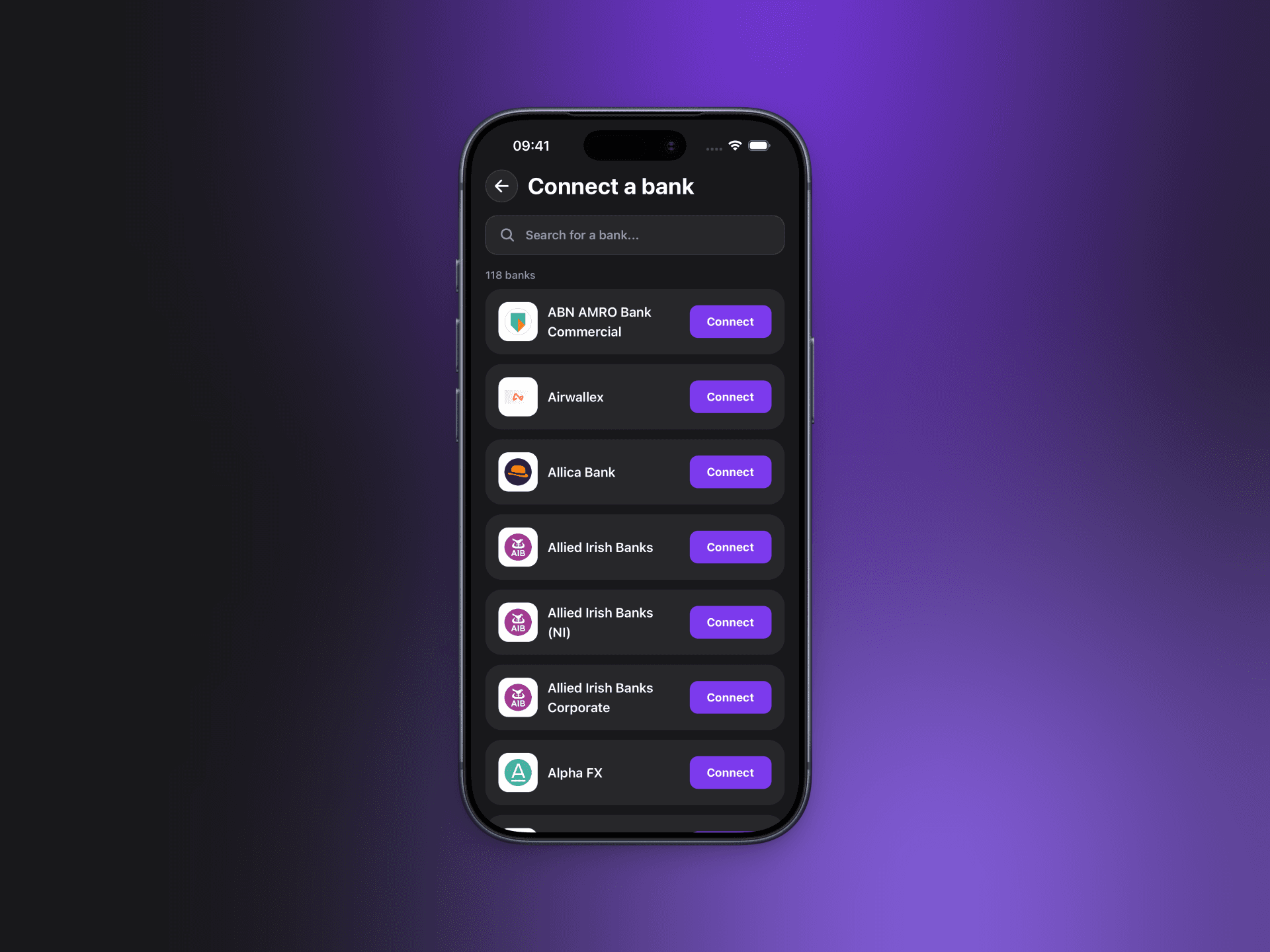 Trya — connexion d'une banque