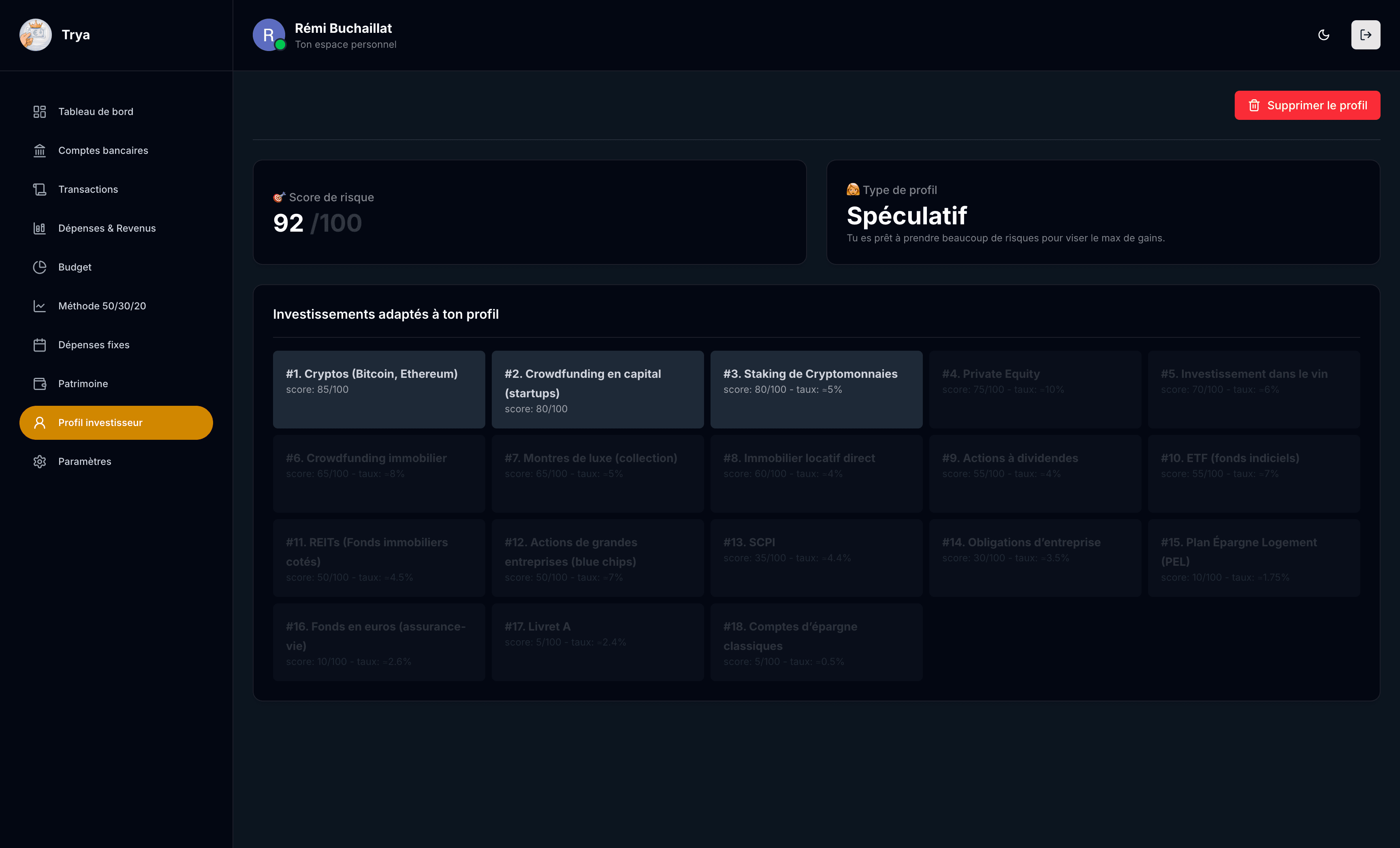 Profil d'investisseur
